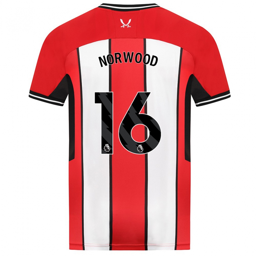 Niño Camiseta Oliver Norwood #16 Rojo 1ª Equipación 2023/24 La Camisa Argentina