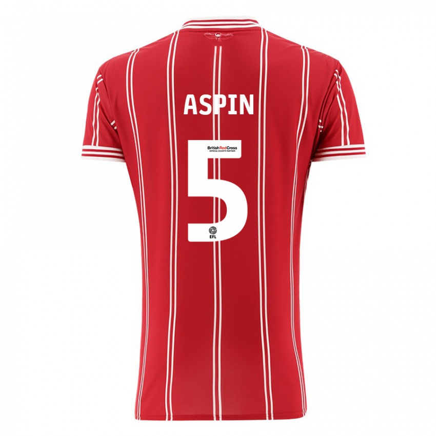 Niño Camiseta Brooke Aspin #5 Rojo 1ª Equipación 2023/24 La Camisa Argentina