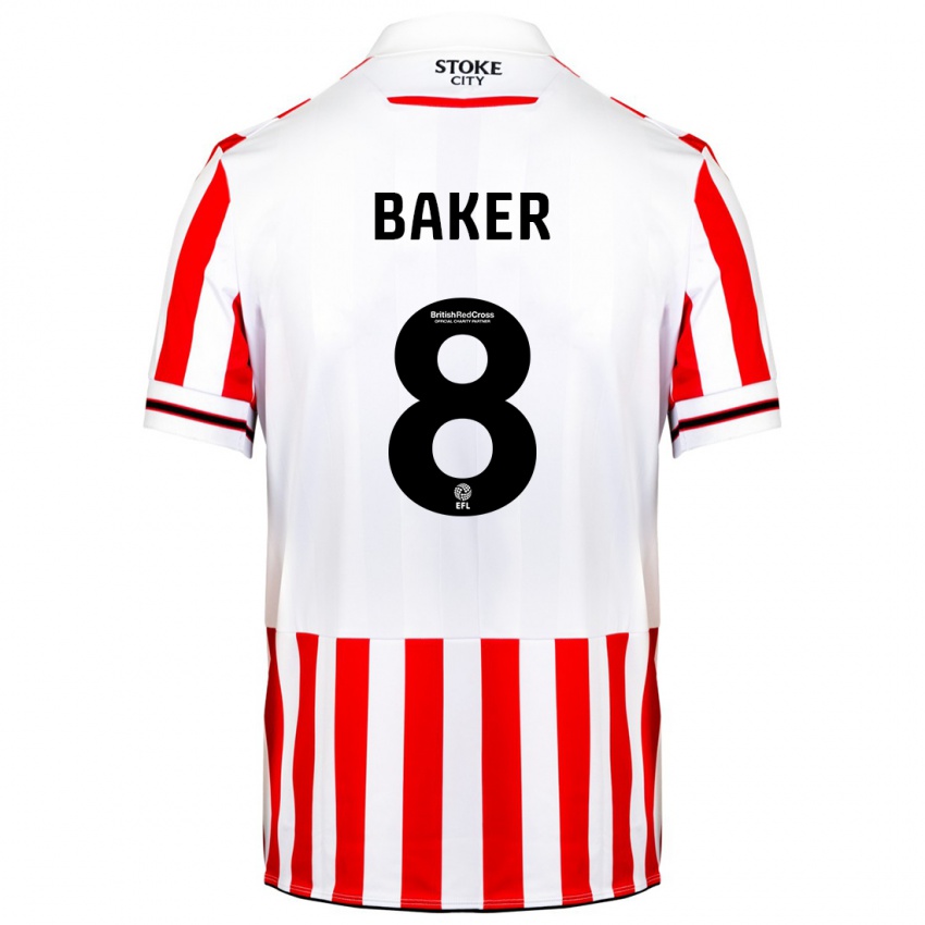 Niño Camiseta Lewis Baker #8 Rojo Blanco 1ª Equipación 2023/24 La Camisa Argentina