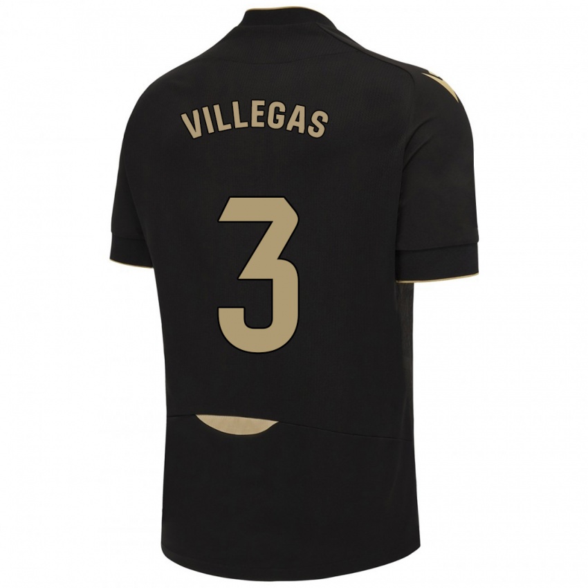 Niño Camiseta Virginia Villegas Rico #3 Negro 2ª Equipación 2023/24 La Camisa Argentina