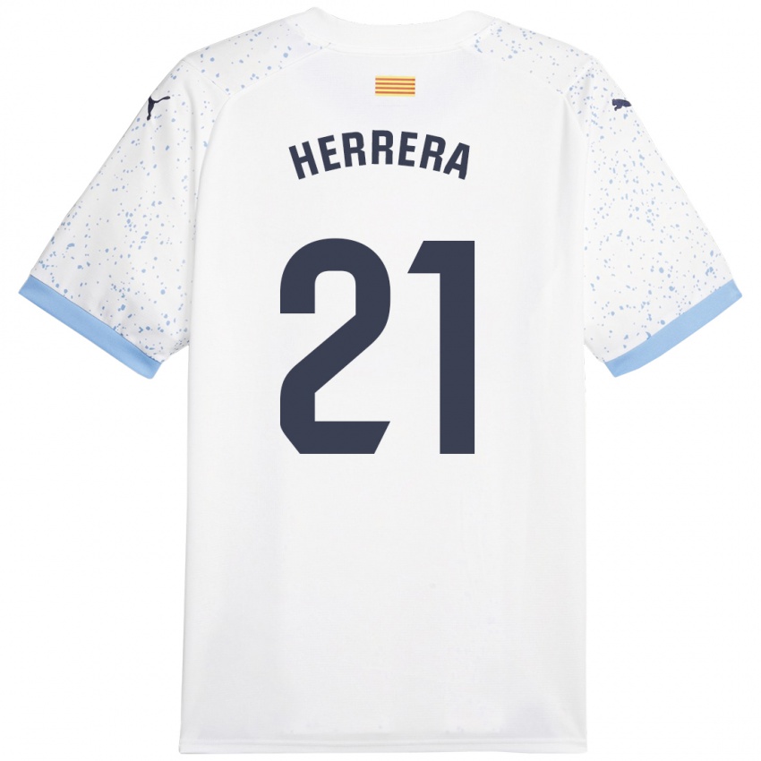 Niño Camiseta Yangel Herrera #21 Blanco 2ª Equipación 2023/24 La Camisa Argentina