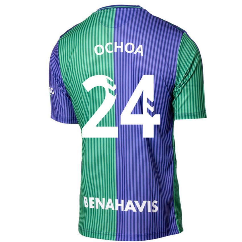 Niño Camiseta Aarón Ochoa #24 Verde Azul 2ª Equipación 2023/24 La Camisa Argentina