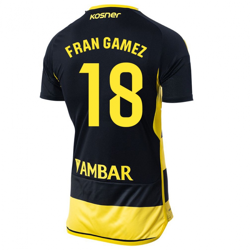 Niño Camiseta Fran Gámez #18 Negro Amarillo 2ª Equipación 2023/24 La Camisa Argentina