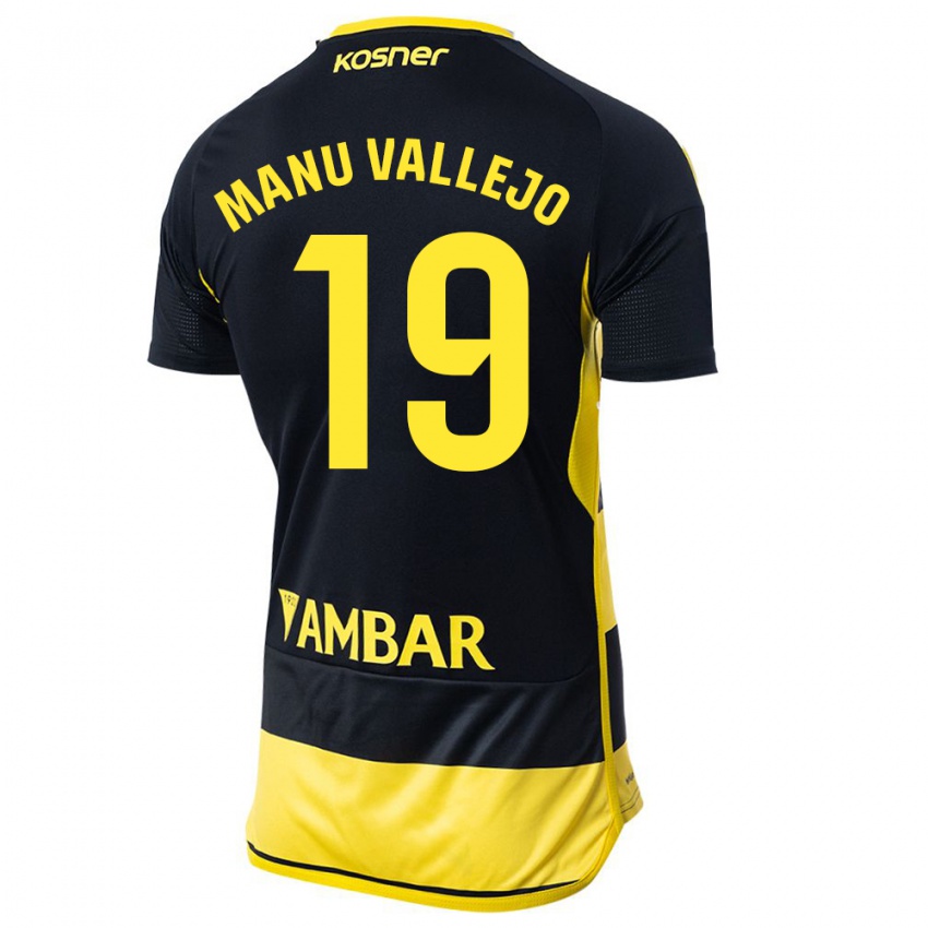 Niño Camiseta Manu Vallejo #19 Negro Amarillo 2ª Equipación 2023/24 La Camisa Argentina