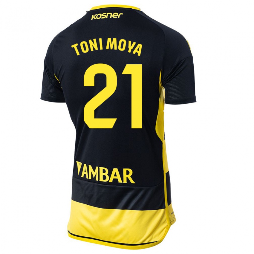 Niño Camiseta Toni Moya #21 Negro Amarillo 2ª Equipación 2023/24 La Camisa Argentina