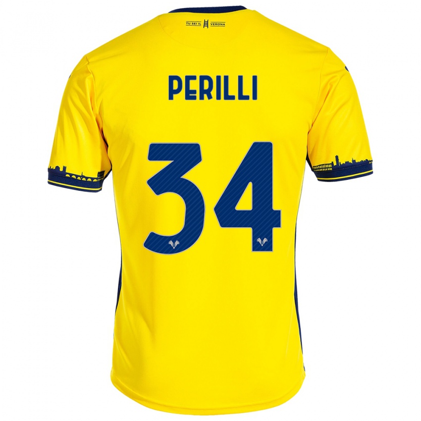 Niño Camiseta Simone Perilli #34 Amarillo 2ª Equipación 2023/24 La Camisa Argentina