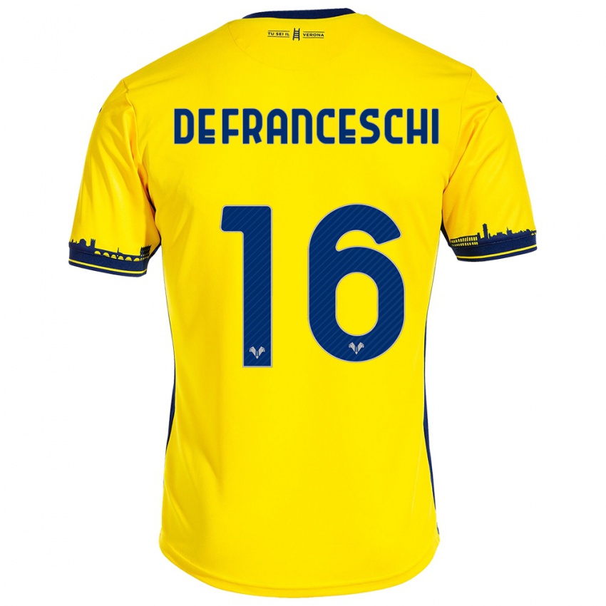 Niño Camiseta Edoardo De Franceschi #16 Amarillo 2ª Equipación 2023/24 La Camisa Argentina