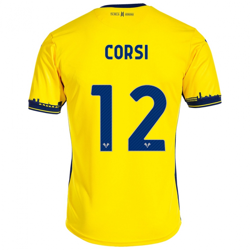 Niño Camiseta Sara Corsi #12 Amarillo 2ª Equipación 2023/24 La Camisa Argentina