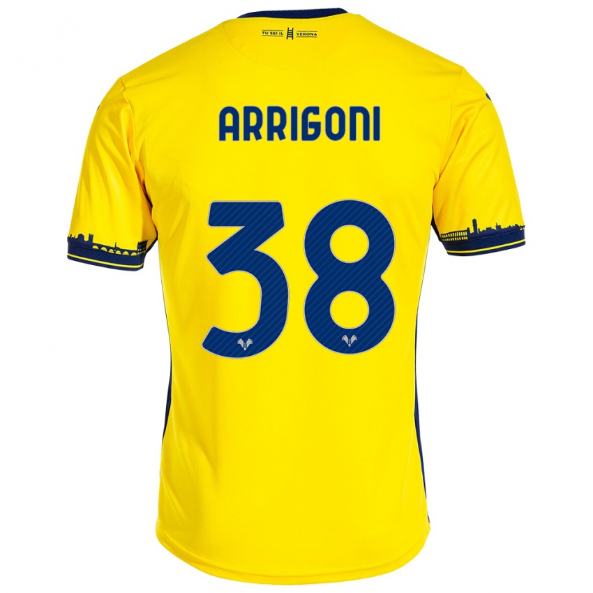 Niño Camiseta Arrigoni #38 Amarillo 2ª Equipación 2023/24 La Camisa Argentina