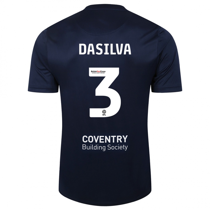 Niño Camiseta Jay Dasilva #3 Rojo Azul Marino 2ª Equipación 2023/24 La Camisa Argentina