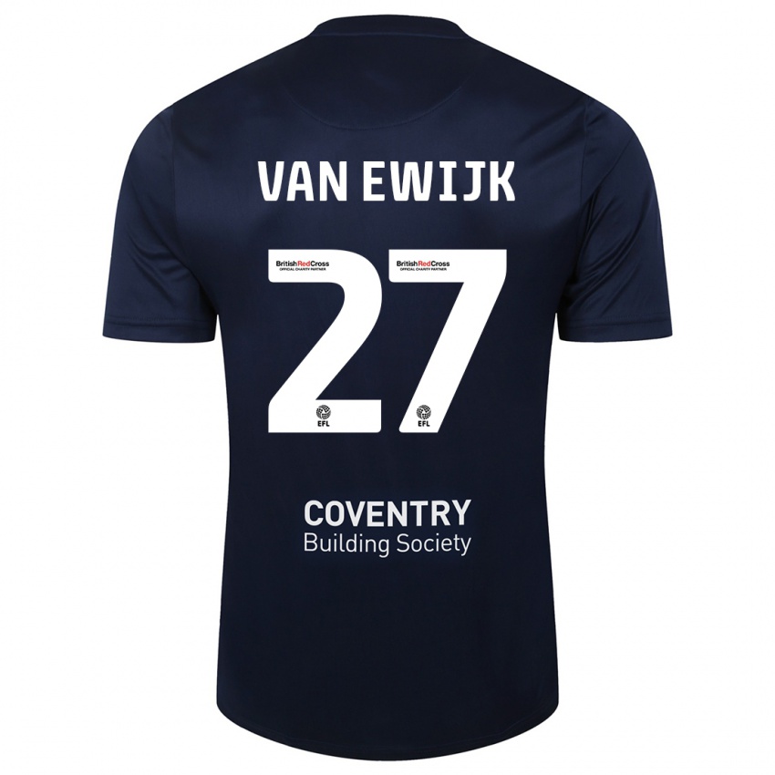 Niño Camiseta Milan Van Ewijk #27 Rojo Azul Marino 2ª Equipación 2023/24 La Camisa Argentina