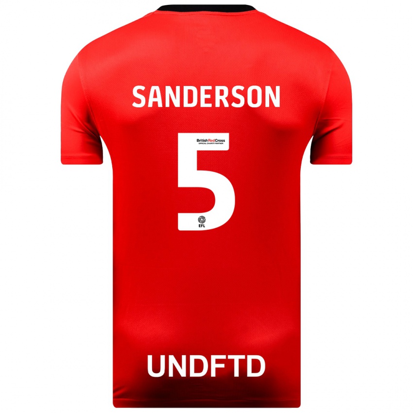 Niño Camiseta Dion Sanderson #5 Rojo 2ª Equipación 2023/24 La Camisa Argentina