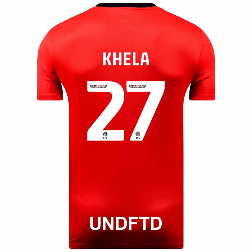 Niño Camiseta Brandon Khela #27 Rojo 2ª Equipación 2023/24 La Camisa Argentina