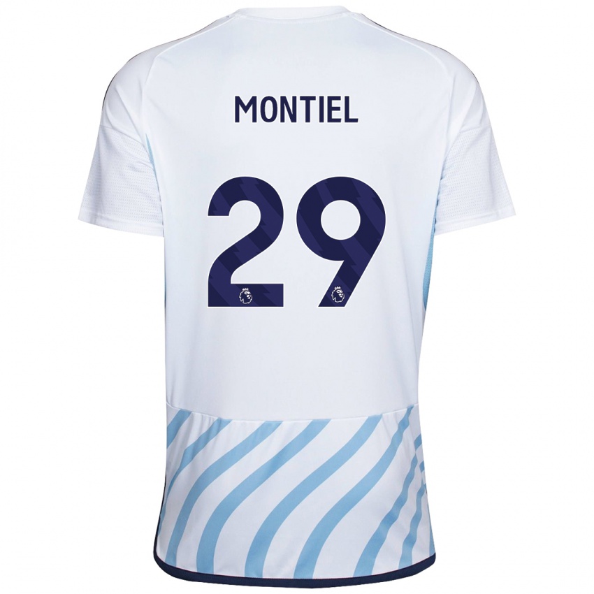 Niño Camiseta Gonzalo Montiel #29 Blanco Azul 2ª Equipación 2023/24 La Camisa Argentina