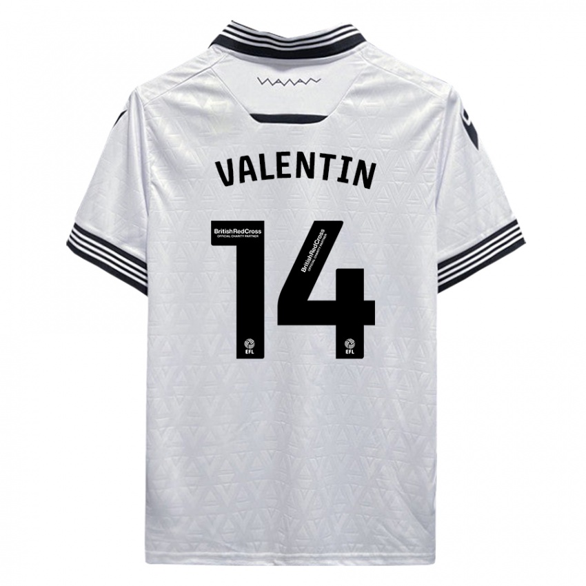 Niño Camiseta Pol Valentín #14 Blanco 2ª Equipación 2023/24 La Camisa Argentina