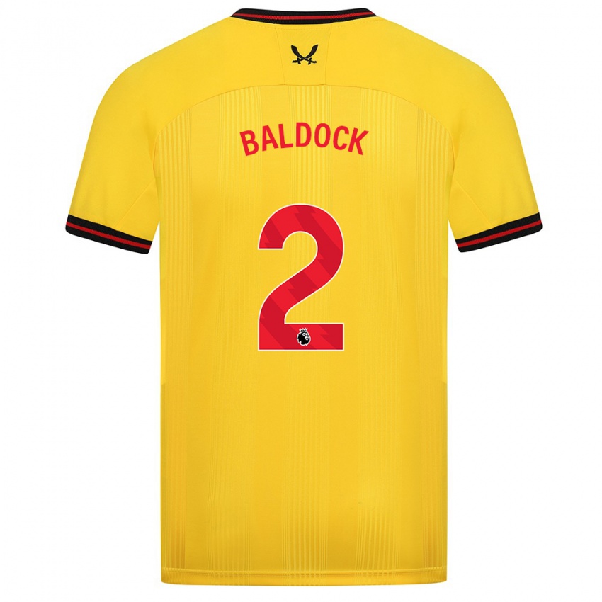 Niño Camiseta George Baldock #2 Amarillo 2ª Equipación 2023/24 La Camisa Argentina