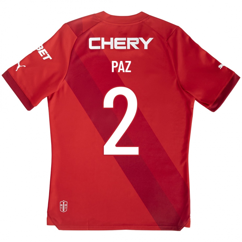 Niño Camiseta Nehuén Paz #2 Rojo 2ª Equipación 2023/24 La Camisa Argentina