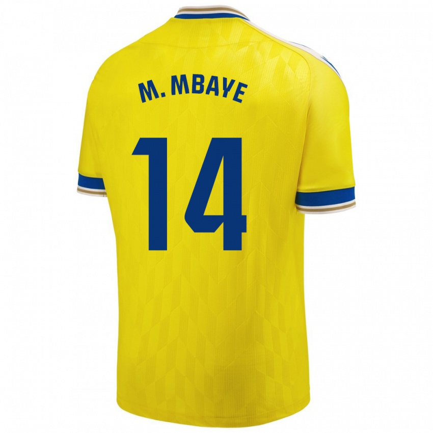 Hombre Camiseta Momo Mbaye #14 Amarillo 1ª Equipación 2023/24 La Camisa Argentina