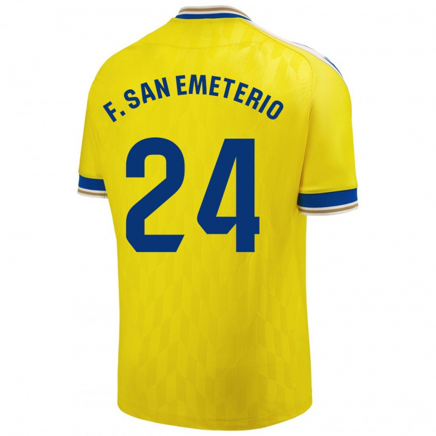 Hombre Camiseta Fede San Emeterio #24 Amarillo 1ª Equipación 2023/24 La Camisa Argentina