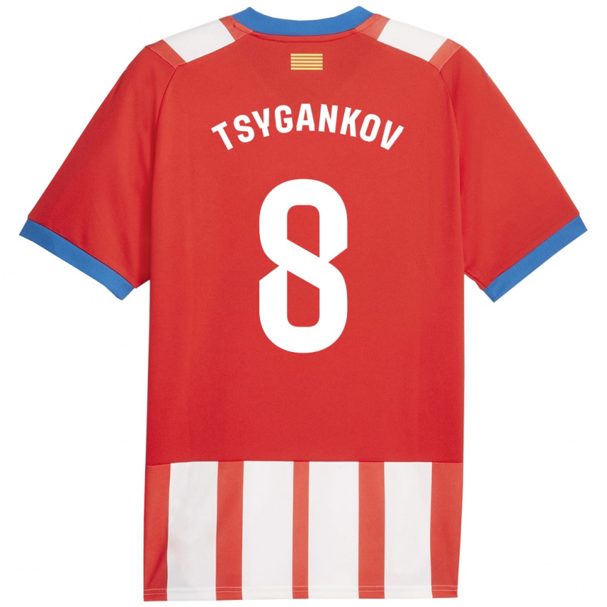 Hombre Camiseta Viktor Tsygankov #8 Rojo Blanco 1ª Equipación 2023/24 La Camisa Argentina