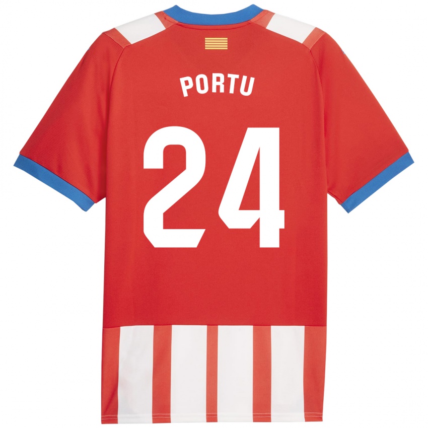 Hombre Camiseta Portu #24 Rojo Blanco 1ª Equipación 2023/24 La Camisa Argentina