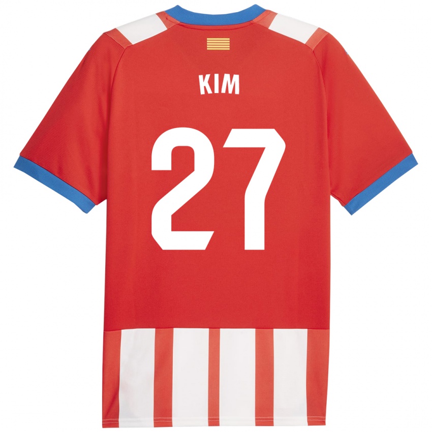Hombre Camiseta Min-Su Kim #27 Rojo Blanco 1ª Equipación 2023/24 La Camisa Argentina