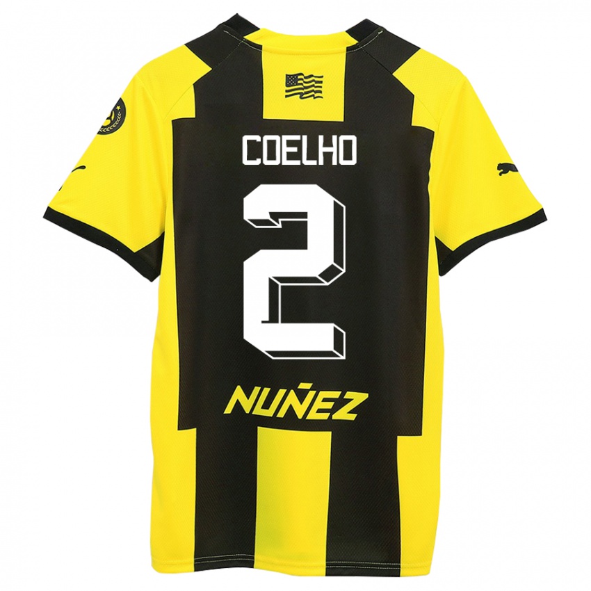 Hombre Camiseta Léo Coelho #2 Amarillo Negro 1ª Equipación 2023/24 La Camisa Argentina