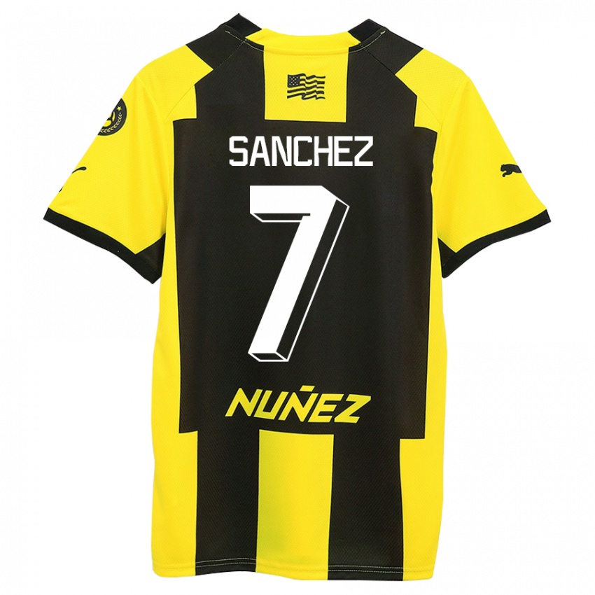 Hombre Camiseta Carlos Sánchez #7 Amarillo Negro 1ª Equipación 2023/24 La Camisa Argentina