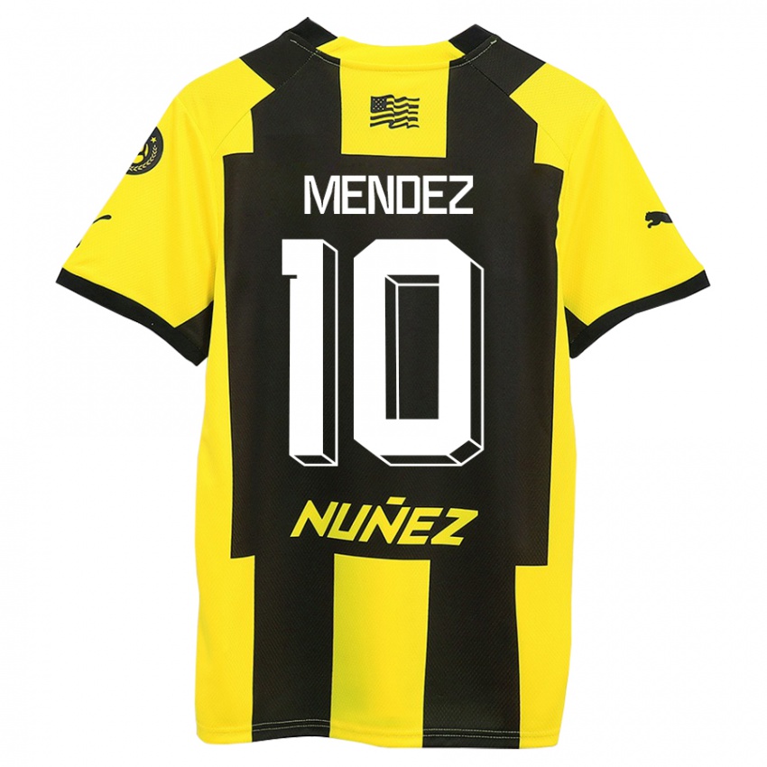 Hombre Camiseta Kevin Méndez #10 Amarillo Negro 1ª Equipación 2023/24 La Camisa Argentina