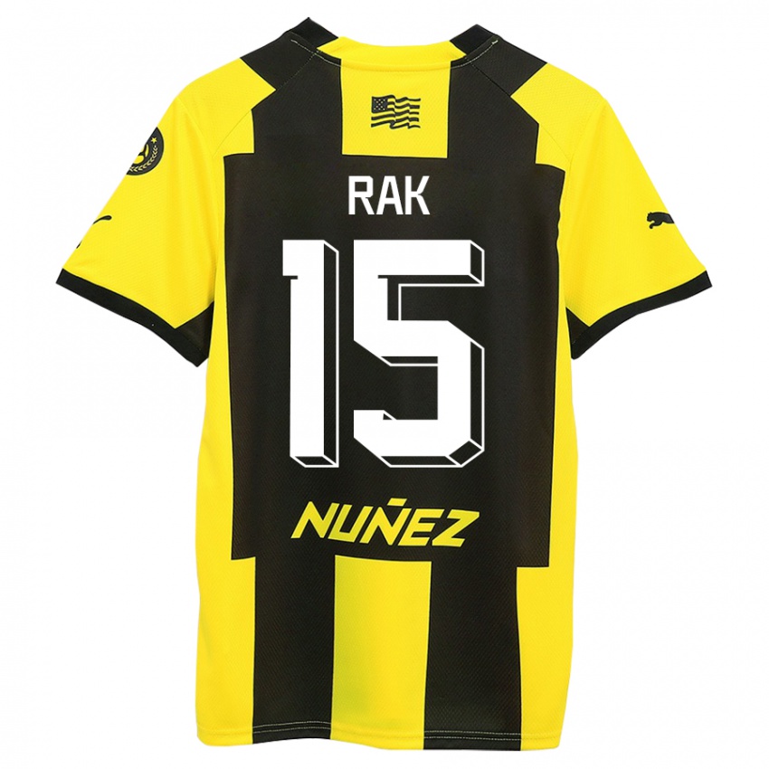 Hombre Camiseta Yonatthan Rak #15 Amarillo Negro 1ª Equipación 2023/24 La Camisa Argentina