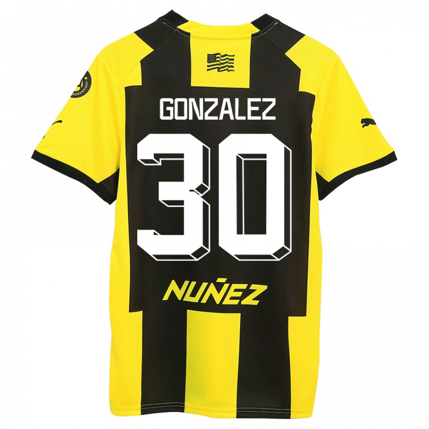 Hombre Camiseta Ángel González #30 Amarillo Negro 1ª Equipación 2023/24 La Camisa Argentina