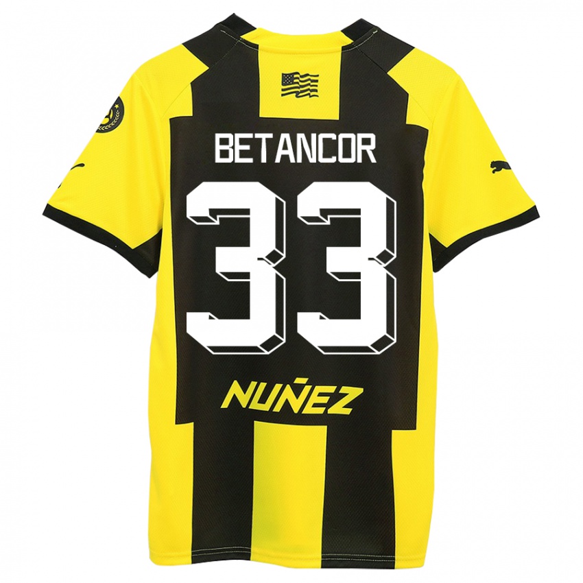 Hombre Camiseta Bruno Betancor #33 Amarillo Negro 1ª Equipación 2023/24 La Camisa Argentina