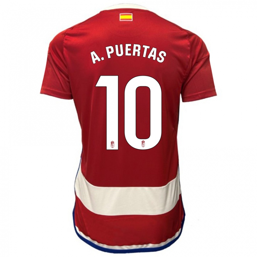 Hombre Camiseta Antonio Puertas #10 Rojo 1ª Equipación 2023/24 La Camisa Argentina