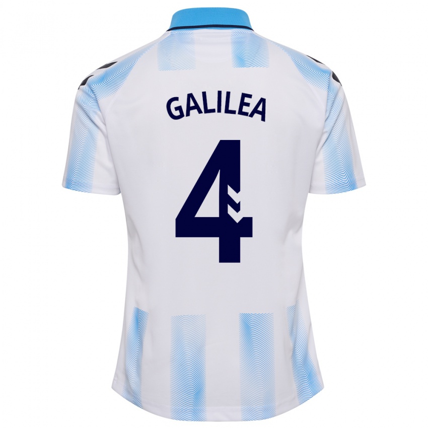 Hombre Camiseta Einar Galilea #4 Blanco Azul 1ª Equipación 2023/24 La Camisa Argentina