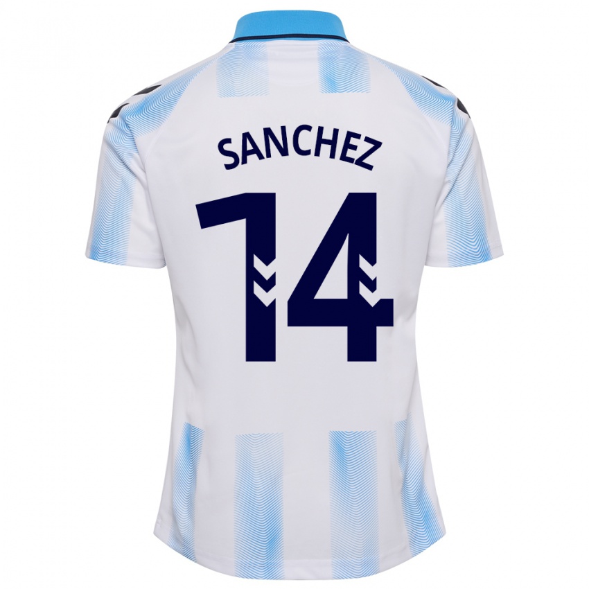 Hombre Camiseta Rubén Sánchez #14 Blanco Azul 1ª Equipación 2023/24 La Camisa Argentina