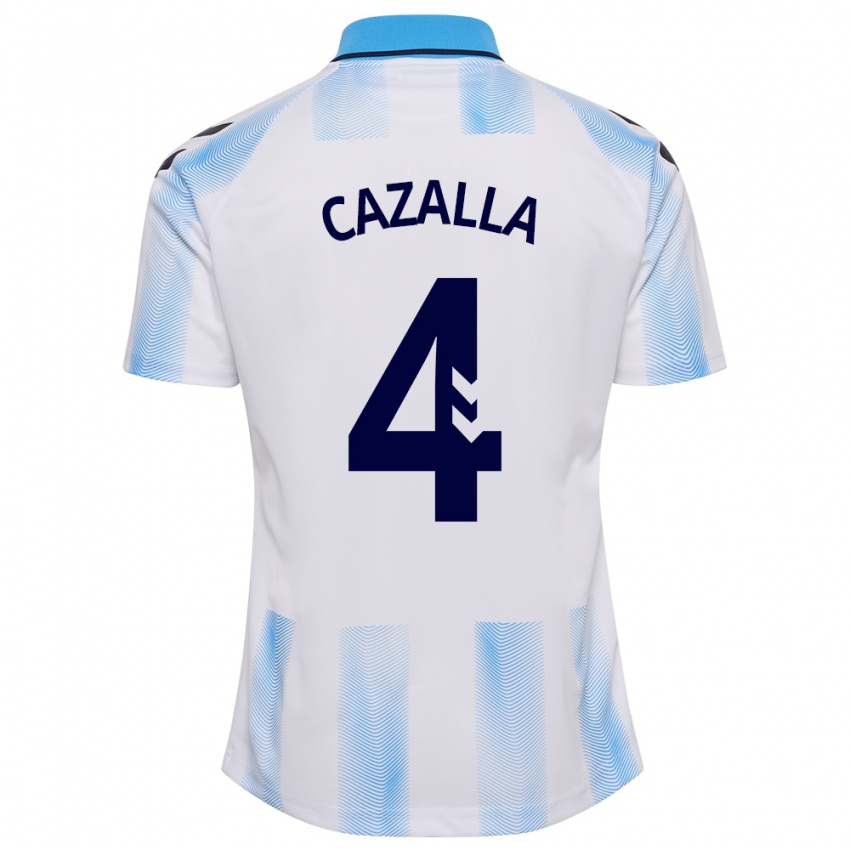 Hombre Camiseta Marta Cazalla #4 Blanco Azul 1ª Equipación 2023/24 La Camisa Argentina