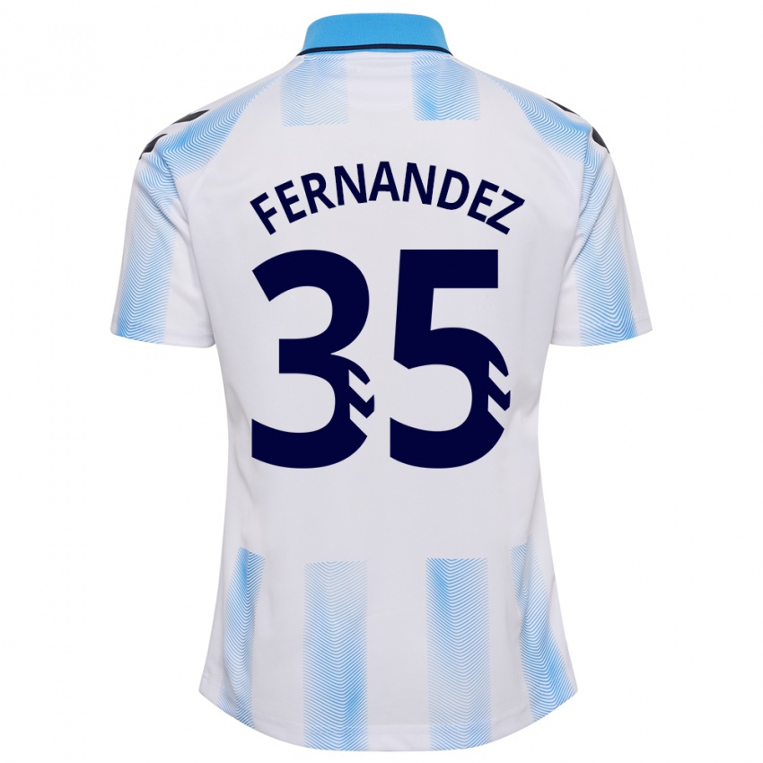 Hombre Camiseta Inés Fernández #35 Blanco Azul 1ª Equipación 2023/24 La Camisa Argentina