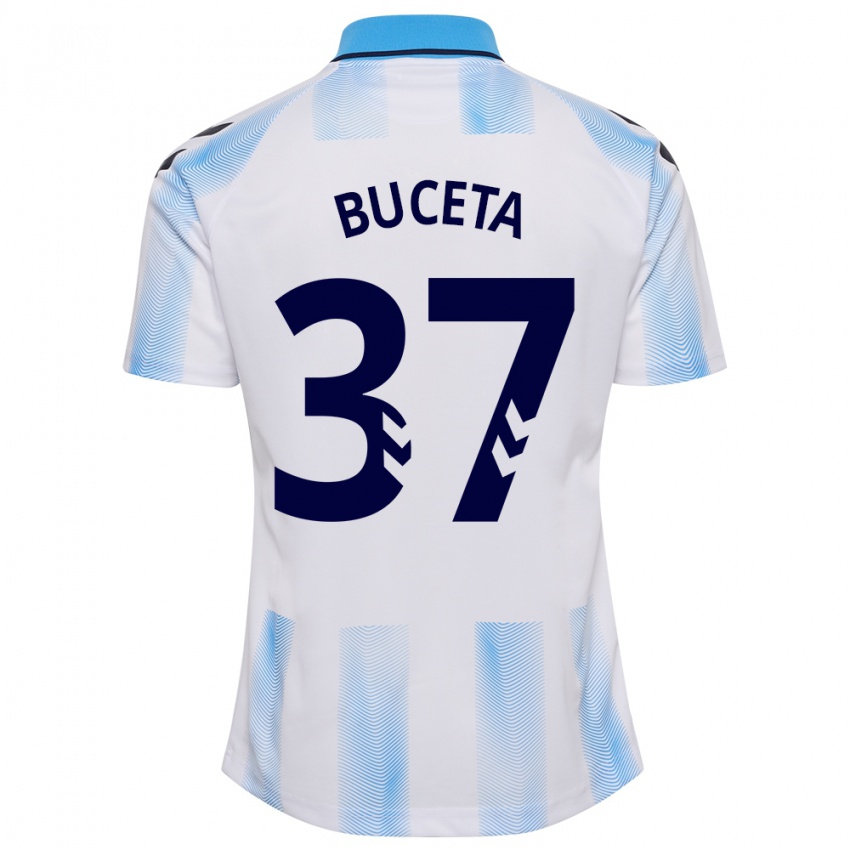 Hombre Camiseta Ana Buceta #37 Blanco Azul 1ª Equipación 2023/24 La Camisa Argentina