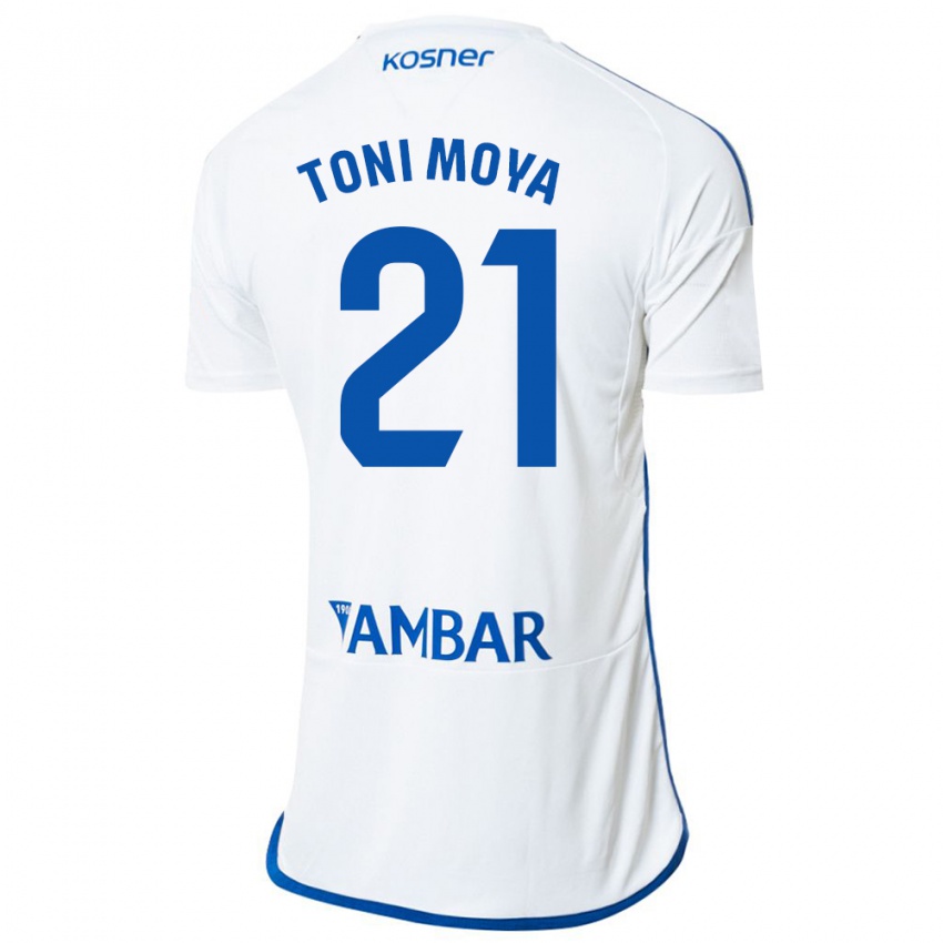 Hombre Camiseta Toni Moya #21 Blanco 1ª Equipación 2023/24 La Camisa Argentina