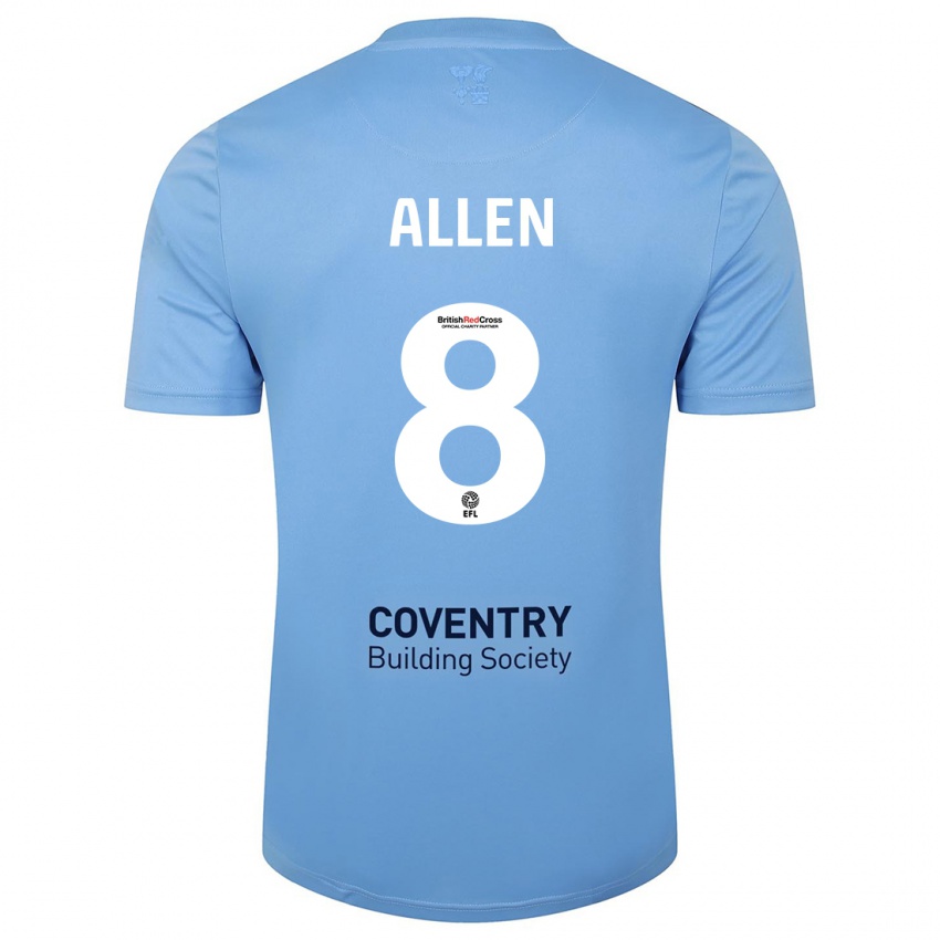 Hombre Camiseta Jamie Allen #8 Cielo Azul 1ª Equipación 2023/24 La Camisa Argentina