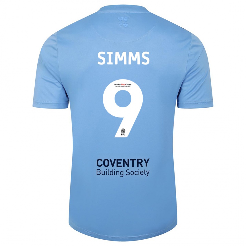 Hombre Camiseta Ellis Simms #9 Cielo Azul 1ª Equipación 2023/24 La Camisa Argentina