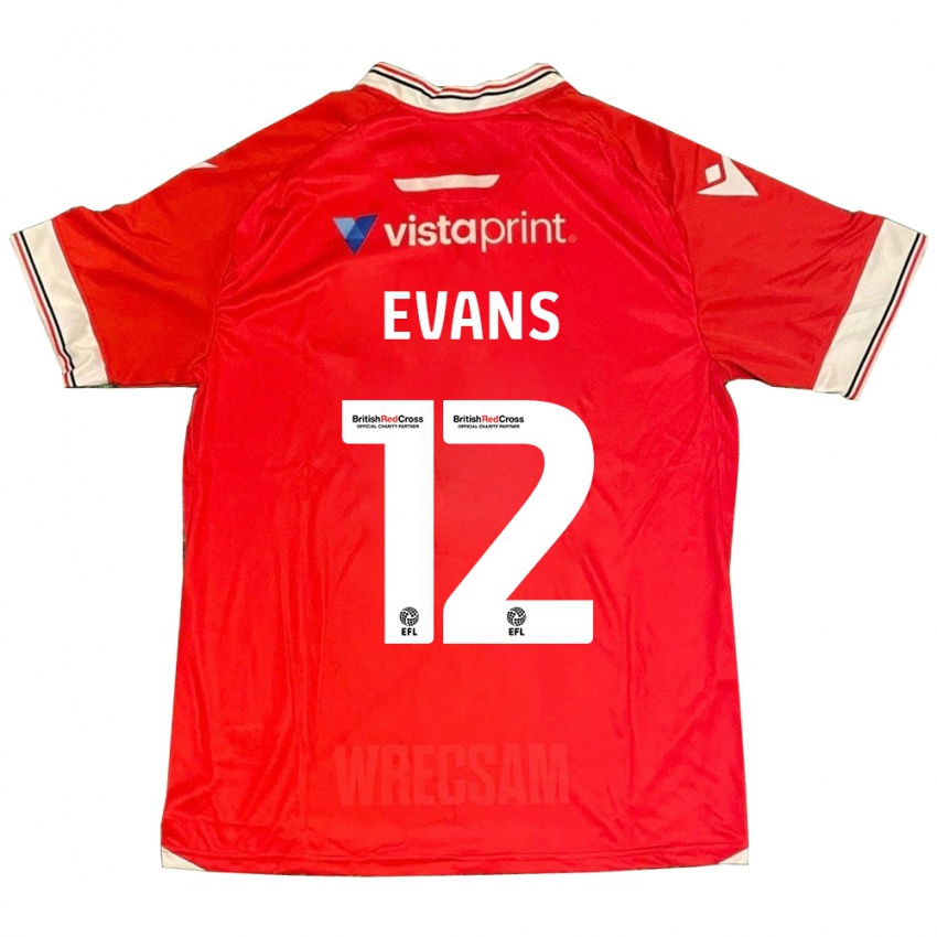 Hombre Camiseta George Evans #12 Rojo 1ª Equipación 2023/24 La Camisa Argentina