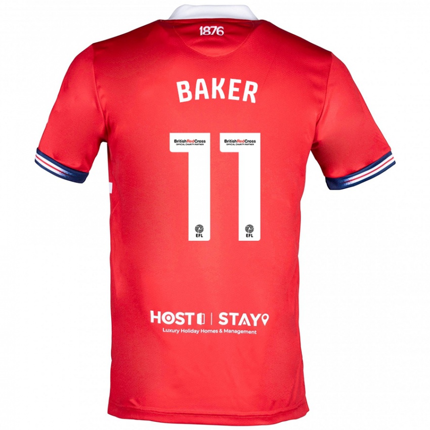 Hombre Camiseta Ella Baker #11 Rojo 1ª Equipación 2023/24 La Camisa Argentina