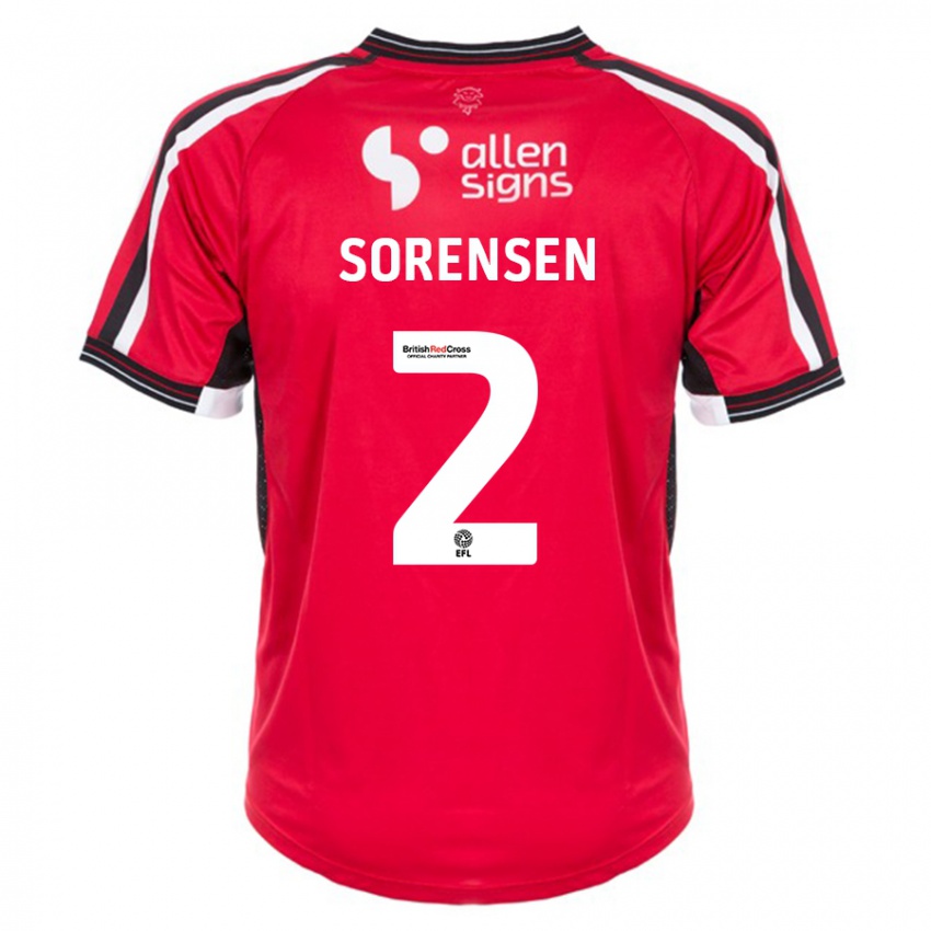 Hombre Camiseta Lasse Sörensen #2 Rojo 1ª Equipación 2023/24 La Camisa Argentina