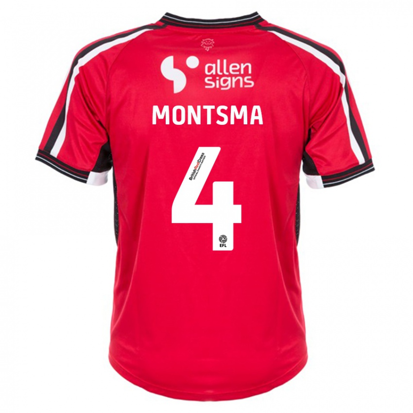 Hombre Camiseta Lewis Montsma #4 Rojo 1ª Equipación 2023/24 La Camisa Argentina