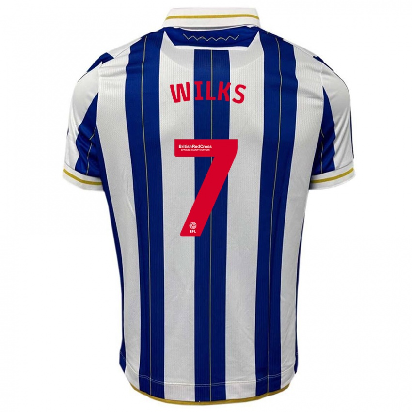 Hombre Camiseta Mallik Wilks #7 Azul Blanco 1ª Equipación 2023/24 La Camisa Argentina