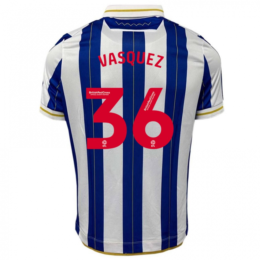 Hombre Camiseta Devis Vásquez #36 Azul Blanco 1ª Equipación 2023/24 La Camisa Argentina