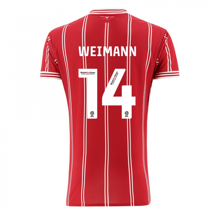 Hombre Camiseta Andreas Weimann #14 Rojo 1ª Equipación 2023/24 La Camisa Argentina