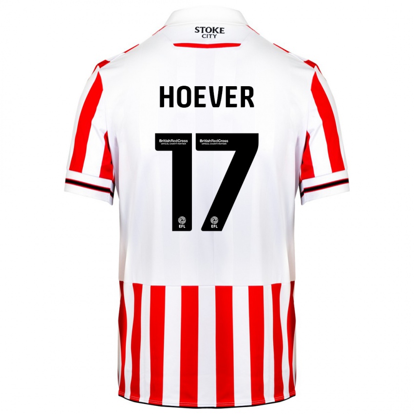 Hombre Camiseta Ki-Jana Hoever #17 Rojo Blanco 1ª Equipación 2023/24 La Camisa Argentina