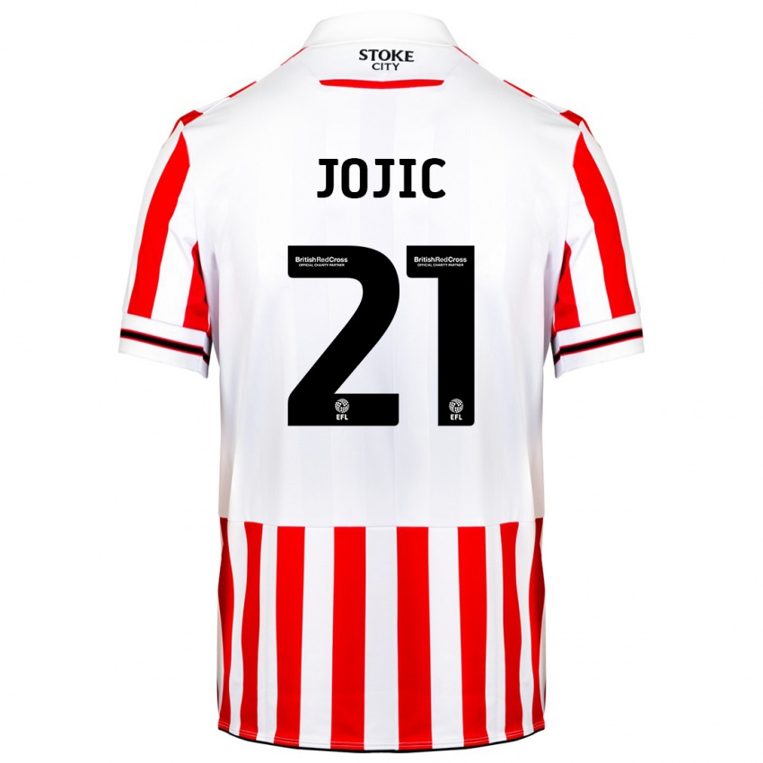 Hombre Camiseta Nikola Jojic #21 Rojo Blanco 1ª Equipación 2023/24 La Camisa Argentina